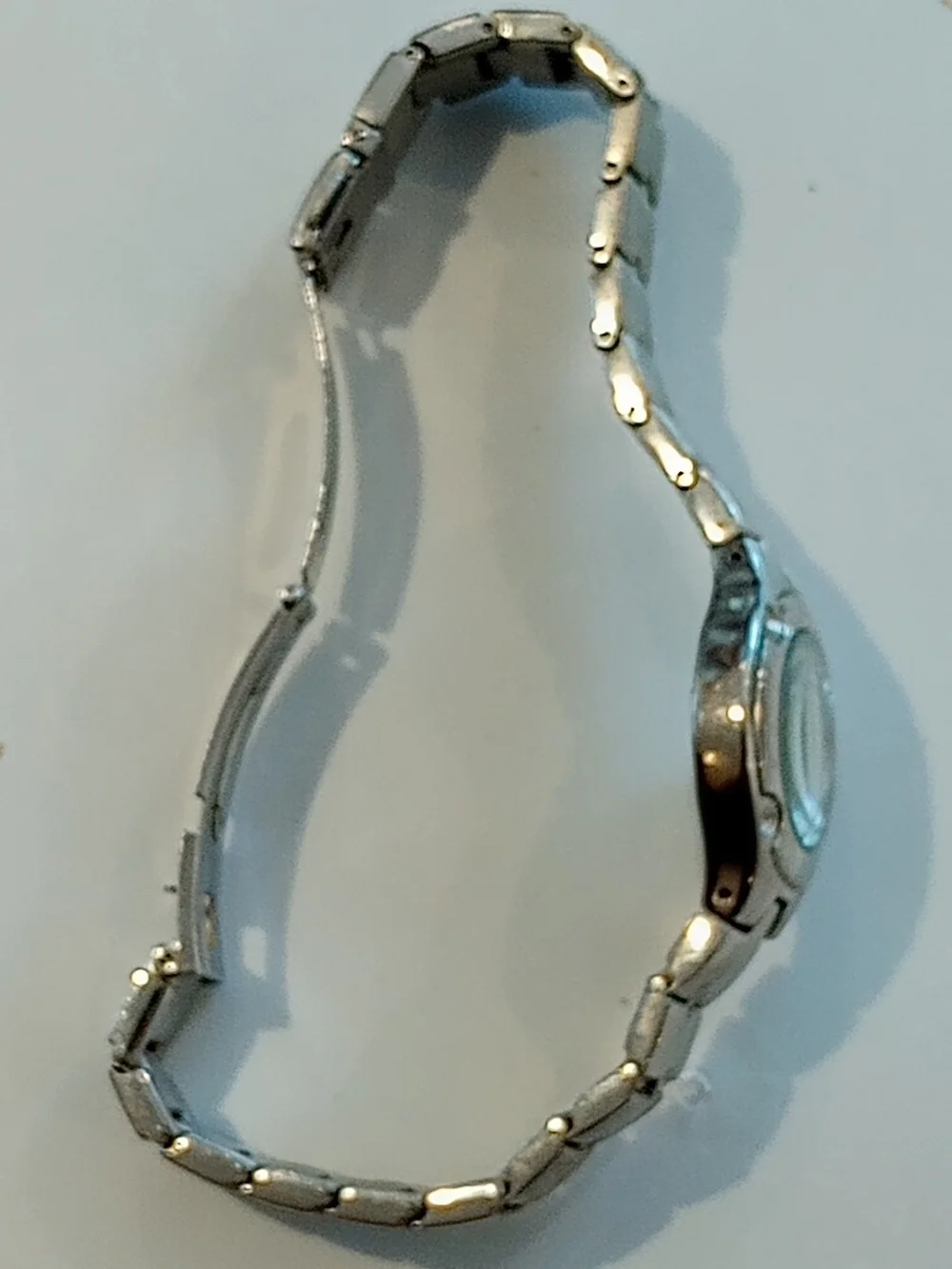 Movado Silver Tone Bracelet Watch with Black Dial